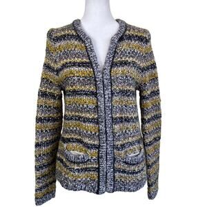 Banana Republic Sz S Chartreuse Tweed Sweater Cardigan Jacket Chunky Knit Glam